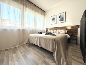 Blackout curtains, iron/ironing board, free WiFi, bed sheets