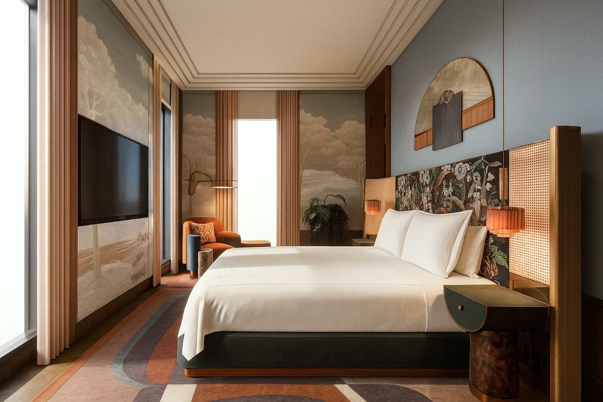 Peralatan tempat tidur premium, bar mini, peti besi dalam bilik 
