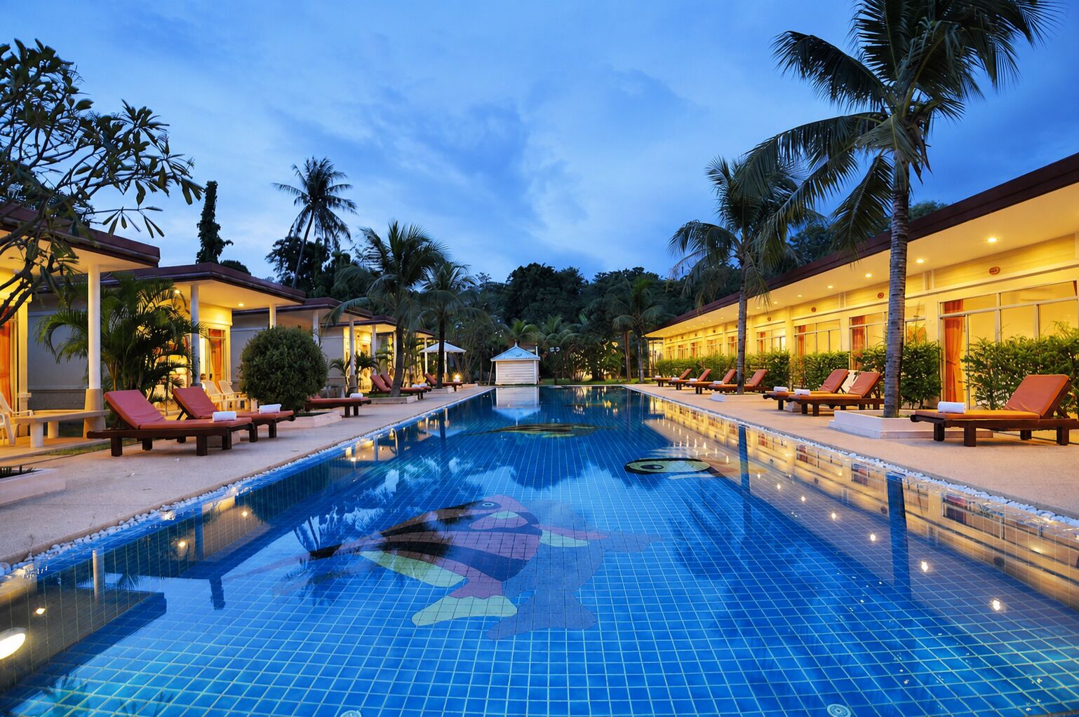 2 outdoor pools, open 8:00 AM to 10:00 PM, pool umbrellas, sun loungers