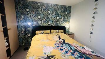 1 slaapkamer, een strijkplank/strijkijzer, wifi, beddengoed