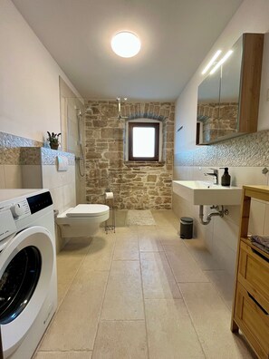 Shower, hair dryer, towels, soap - Casa Elira - Istrian stone house with pool for family and friends (Cerjani)