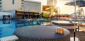 Outdoor pool, a heated pool - Unit with 2 queen beds at Strat Casino in delightful Las Vegas (Las Vegas)