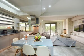 Living area - Holiday Home 'Peaceful House' with Mountain View, Wi-Fi and Air Conditioning (Iraklio)