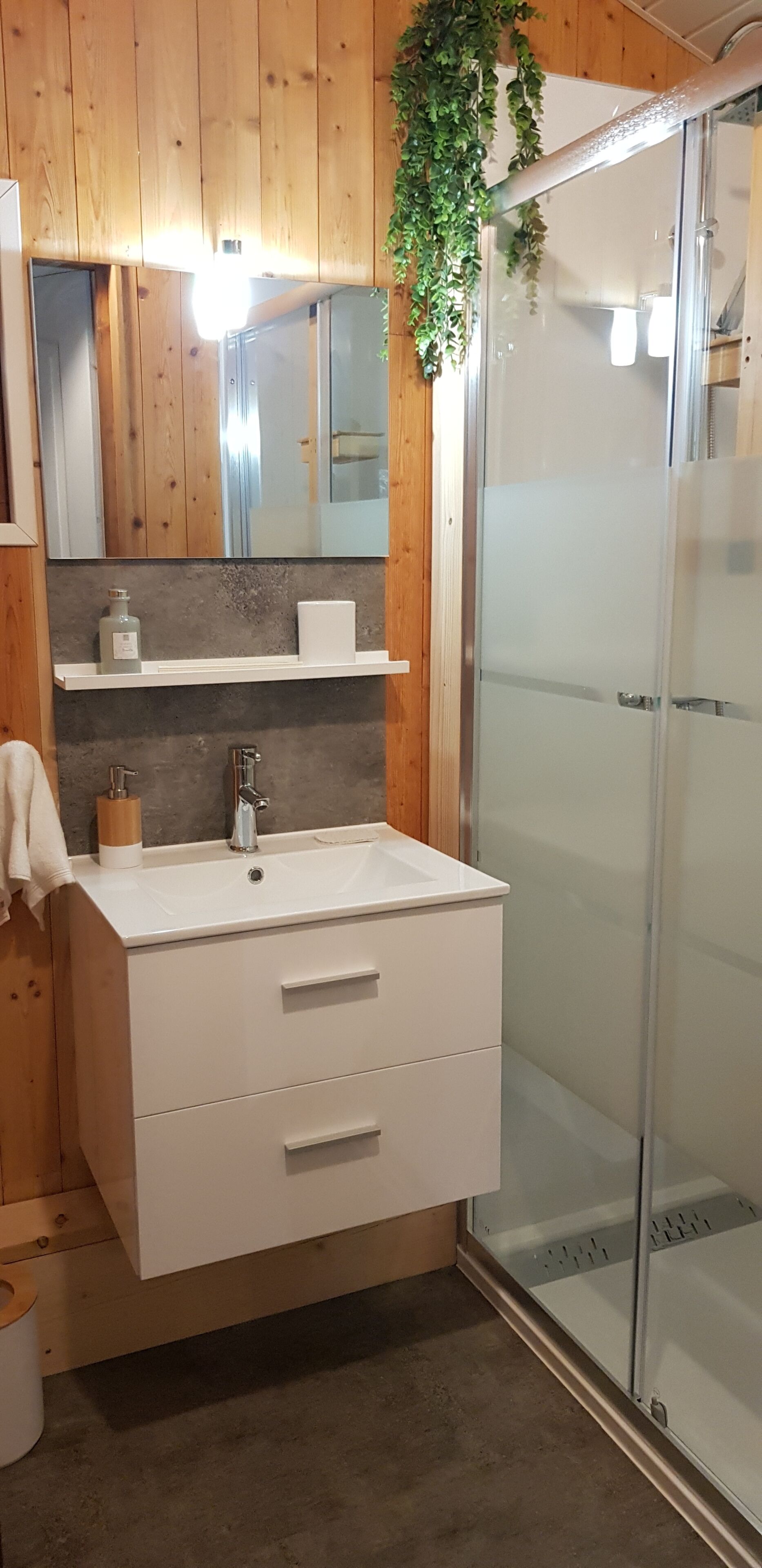 Douche, sèche-cheveux, serviettes fournies, papier toilette
