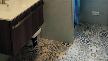 Ducha, toallas, papel higiénico
