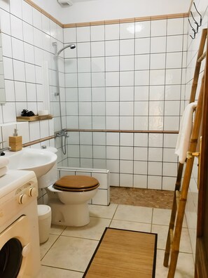 Dusche, Haartrockner, Handtücher
