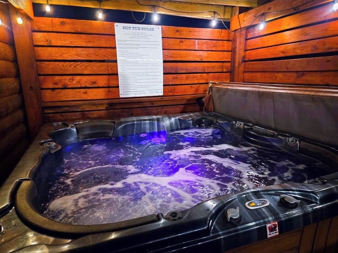 Hot tub is even more relaxing at night with colorful lights