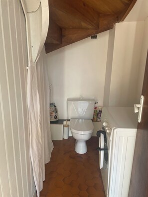 Dusche, Haartrockner, Handtücher, Toilettenpapier