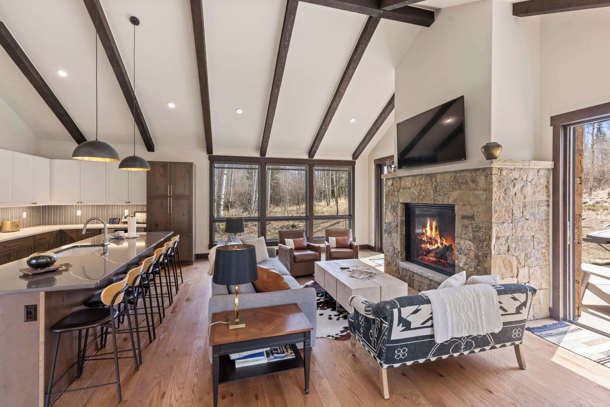 TV, fireplace, offices