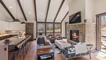 TV, fireplace, offices
