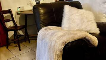 Una Smart TV, una chimenea, libros