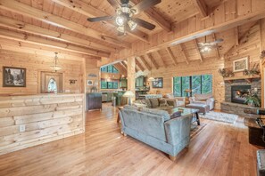 TV, fireplace - Mountain Magic | Hot Tub, Game Room, Near Parkway, Dollywood & National Park (Sevierville)