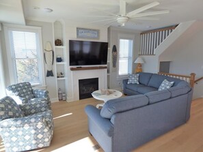 Smart TV, fireplace - Luxury North End Beach Block Home | Elevator | 5BR Retreat | Steps to Beach & Boardwalk (Ocean City)