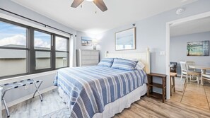 2 bedrooms, desk, iron/ironing board, travel crib