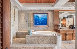 Douche, séchoir à cheveux, bidet, serviettes fournies