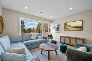 Fireplace - Luxury Waterfront Property - Meadow's Edge with Beach Access, Hot Tub (Bonshaw)