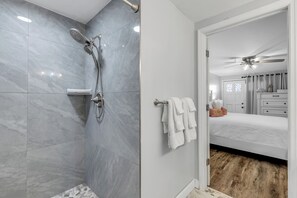 Shower, hair dryer, towels, soap - Beachside Home w/ Private Patio Retreat (Daytona Beach)
