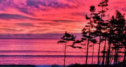 Cozy, tranquil waterfront retreat with a stunning oceanfront view in the pines.