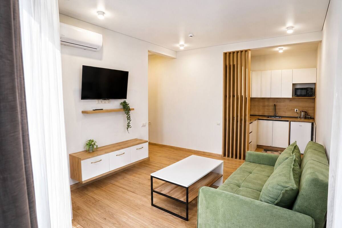Luxury Apartment, 1 Bedroom, Partial Sea View | Living area