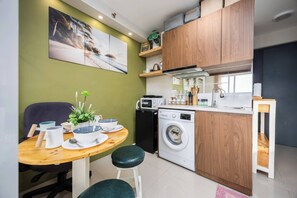 Condo, 1 Bedroom, Accessible, Balcony | Laundry - Cozy Wood-cabin Studio With Balcony & Warm Lighting (Lapu-Lapu)