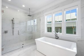 Shower, towels, soap, toilet paper - "Sugar Magnolia": Stunning in Grayton; Near Beach; Pool; 4 King & 6 Twin Beds. (Santa Rosa Beach)