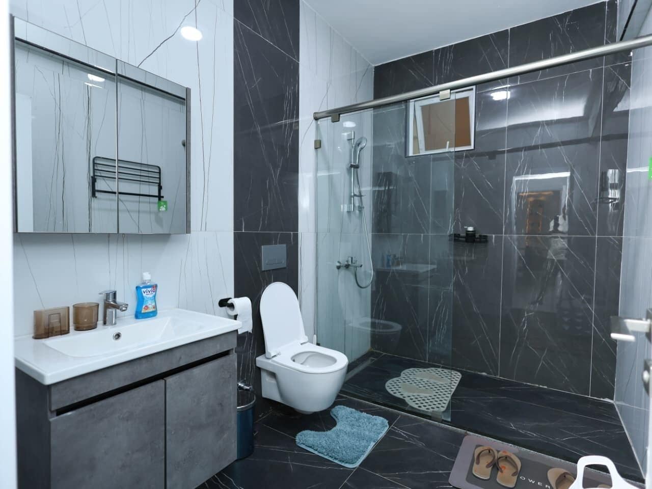Dusche, Haartrockner, Bidet, Handtücher