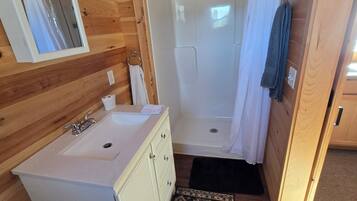 Hair dryer, towels, toilet paper