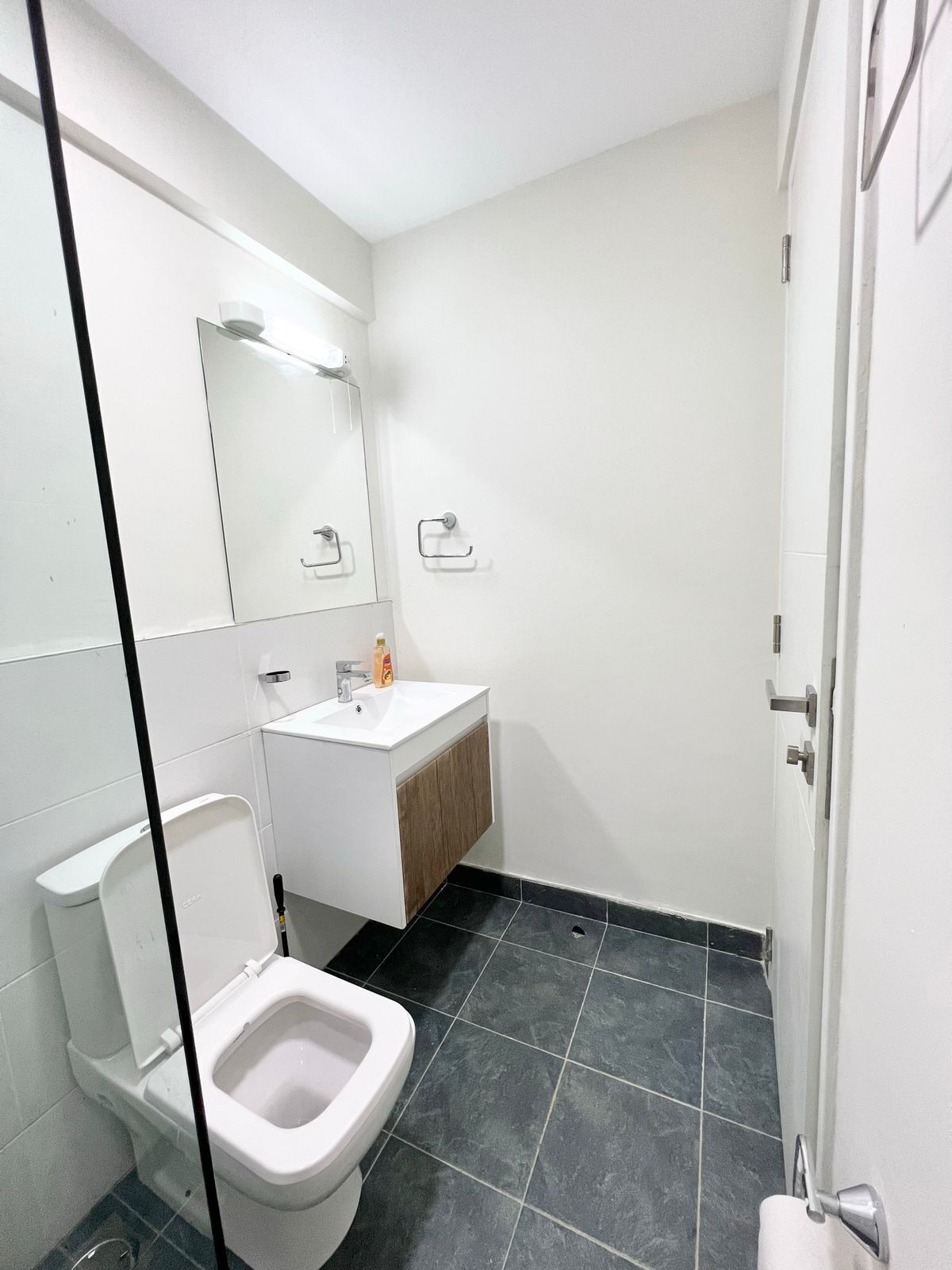 Haartrockner, Handtücher, Seife, Toilettenpapier