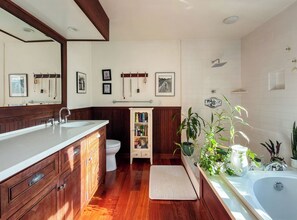 Hair dryer, towels, toilet paper