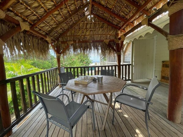 Basic Apartment, Sea View | Outdoor dining