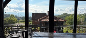 Wooden house with pool and views of Medvednica and vineyards