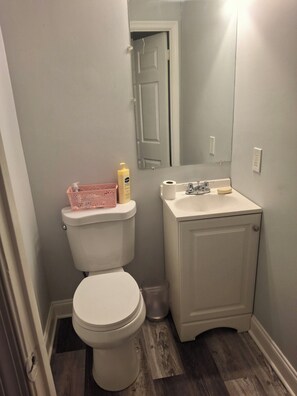 Haartrockner, Handtücher, Seife, Toilettenpapier