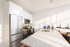 Fridge, microwave, oven, stovetop - Charming Walker`s Point Apt with Balcony | Sleeps 4 (Milwaukee)