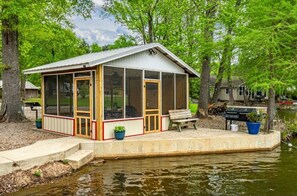 Exterior -  Waterfront, w/covered boat slip, screened gazebo, kayaks, slide w/swim area (Hot Springs)