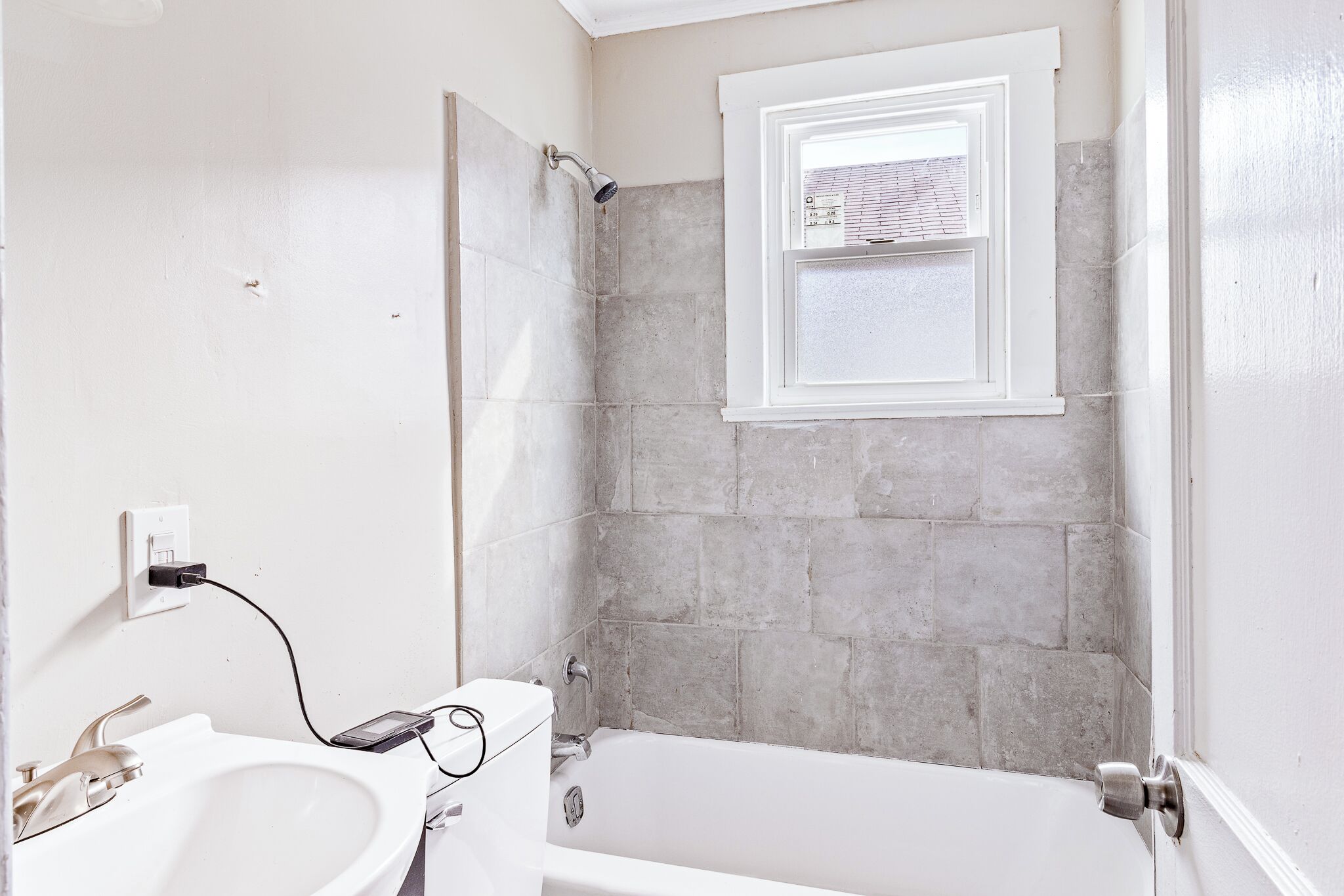 Hair dryer, towels, toilet paper