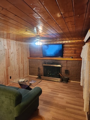 Smart TV, fireplace, table football