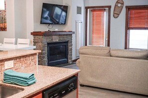 Condo, Multiple Beds, Jetted Tub, Mountain View (2 Br: Soaring Eagle 216) | Living area - Soaring Eagle # 216 2 Bedrooms, 2 Full Baths:slopeside, Hot Tubs, Underground Parking (Snowshoe)