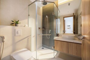Studio, 1 Queen Bed, Balcony | Bathroom | Shower, hair dryer, towels, soap - ANORA HOME by BRIO (Phuong An Hai Bac)