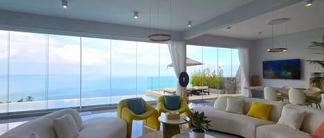 Luxury-Villa, Meerblick | Wohnbereich