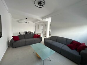 TV, fireplace - Sykia | Upper Floor 2-BR Apartment | (Paphos)