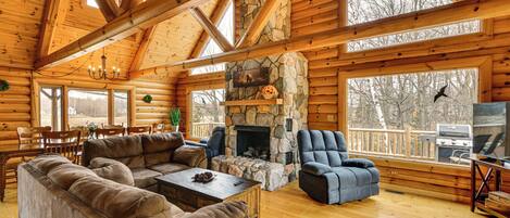 TV, fireplace, video games