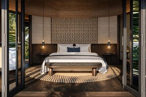 Luxe boomhut, balkon, uitzicht op lagune