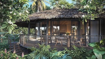 Lagoon Shore Pavilion | Biancheria da letto di alta qualità, copriletto in piuma, minibar