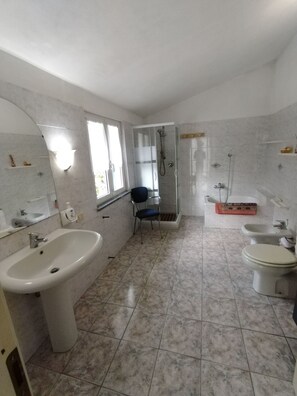 Dusche, Haartrockner, Bidet, Handtücher