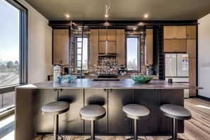 Fridge, microwave, oven, stovetop - Summit Brownstone Retreat with Elevator & Mount LeConte Views (Sevierville)