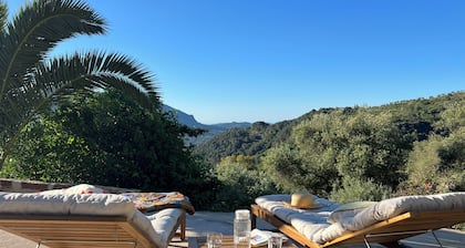A naturally evolved place in nature – with pool and views of the sea