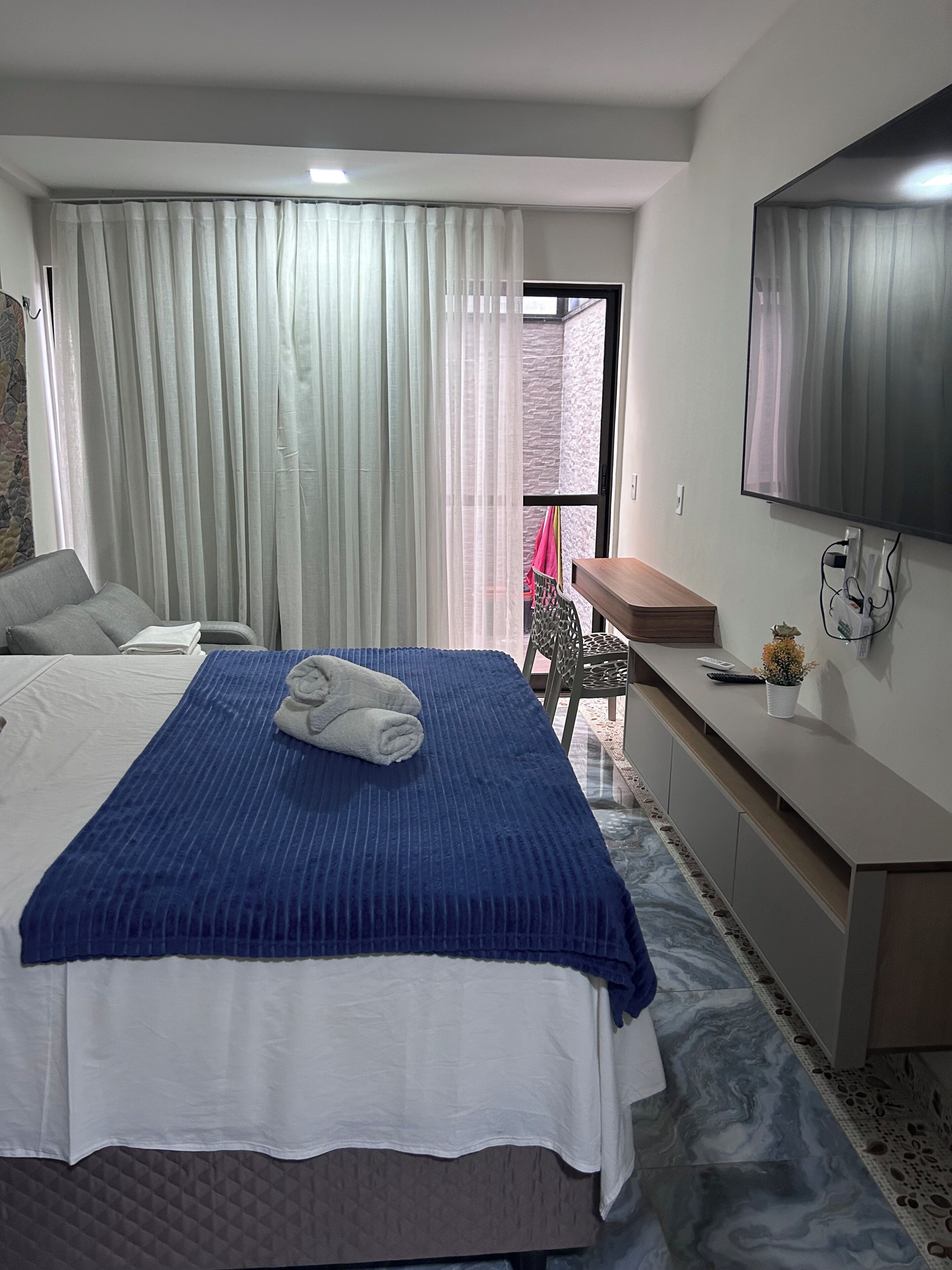 Blackout curtains, iron/ironing board, free WiFi