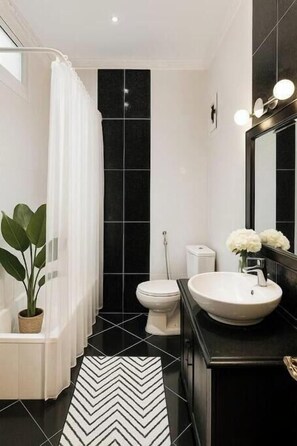 Dusche, Haartrockner, Bidet, Handtücher