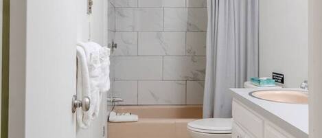 Hair dryer, towels
