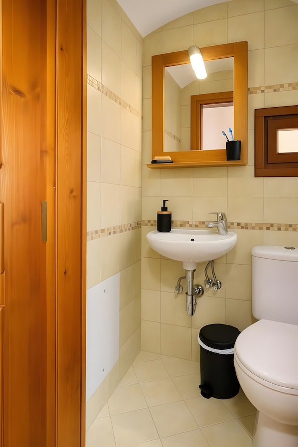 Douche, sèche-cheveux, serviettes fournies